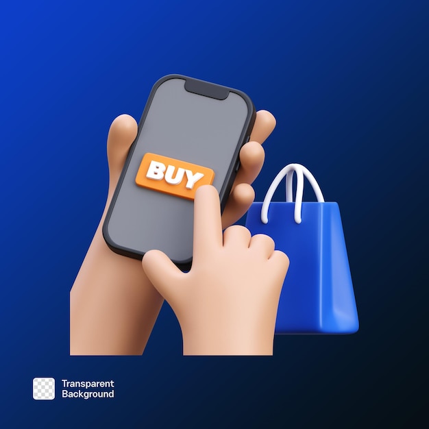 Shopping Hand Gesture 3D Icon Illustration PNG Template