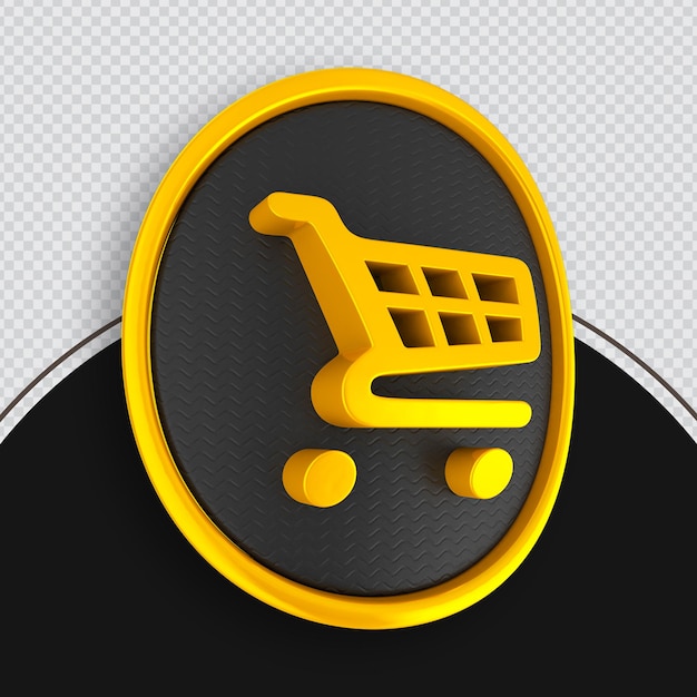 PSD shopping icon yallo 3d rendering