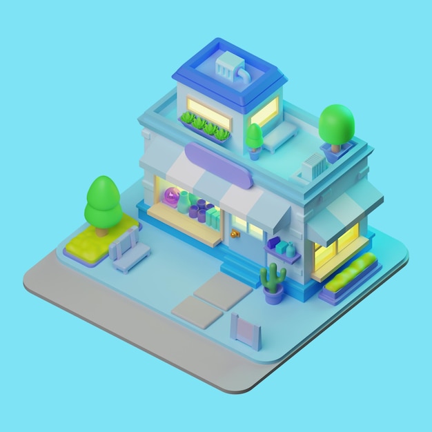 PSD shopping isometric 3d render