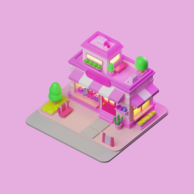 PSD shopping isometric 3d render