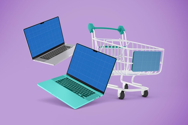 PSD shopping laptop mockup