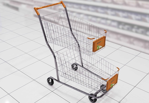 Shopping metal cart mockup