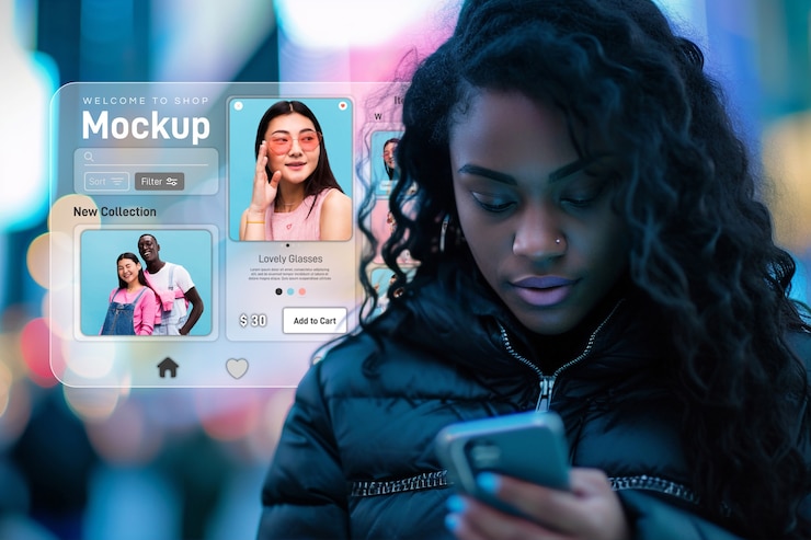 PSD shopping online augmented reality mockup design