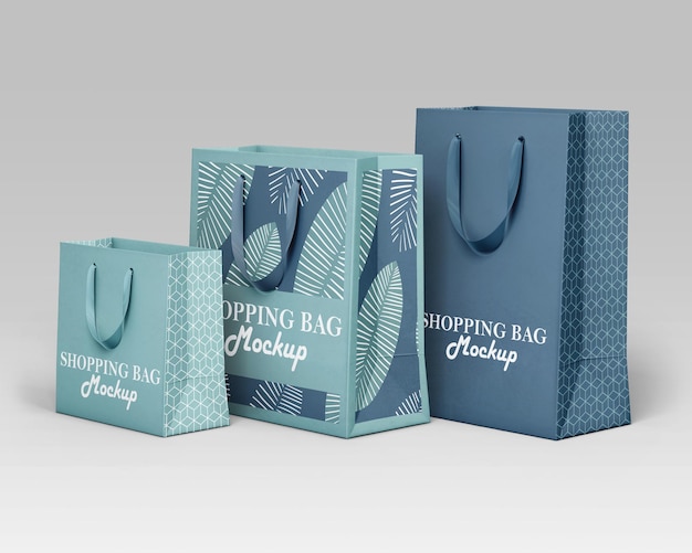 Shopping paper bag side view mockup