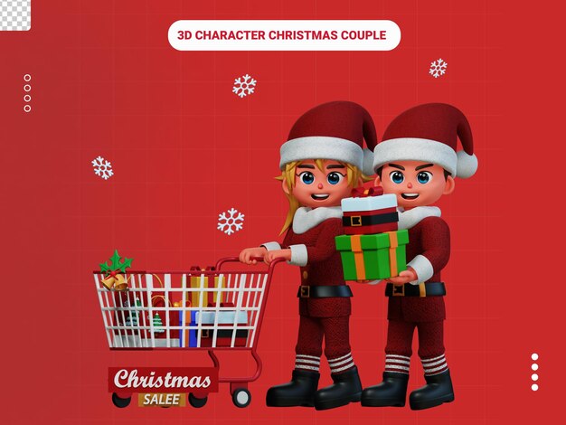 Shopping speciale di natale personaggio 3d