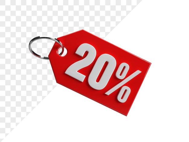 Shopping tag render 3d 20 percent