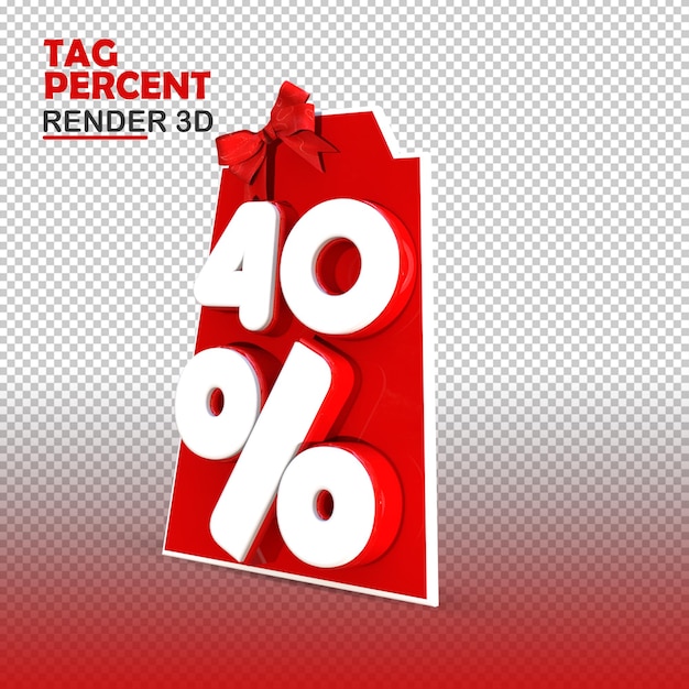 Shopping tag render 3d 40 percent