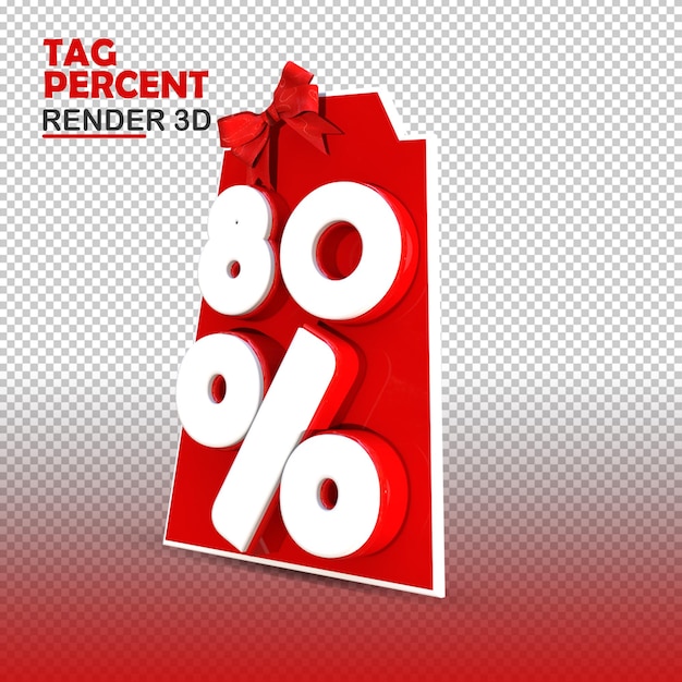 PSD shopping tag render 3d 80 percent