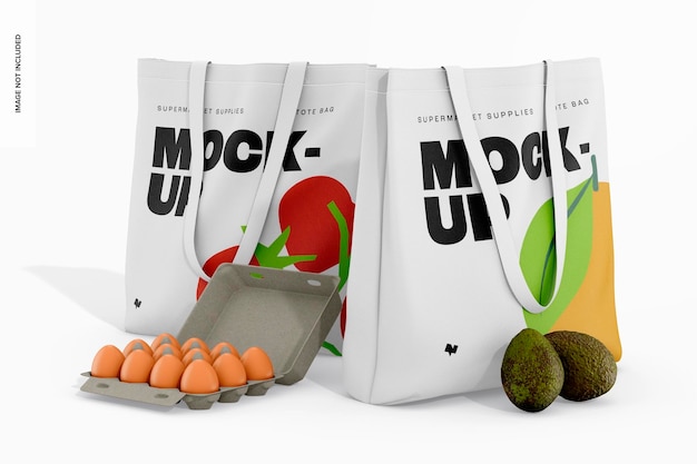 PSD shopping tote bags mockup