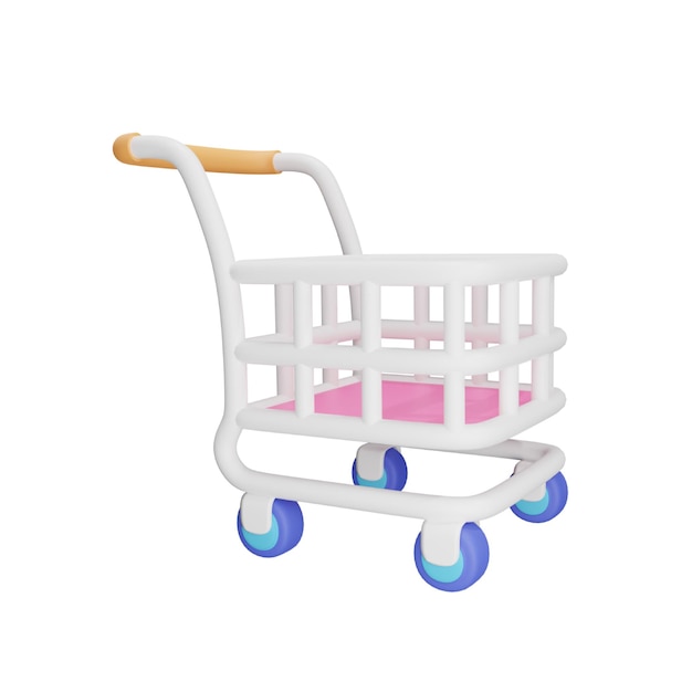 PSD shopping trolley 3d icon for commercial