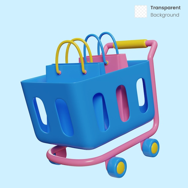 Shopping trolley cart 3d illustration