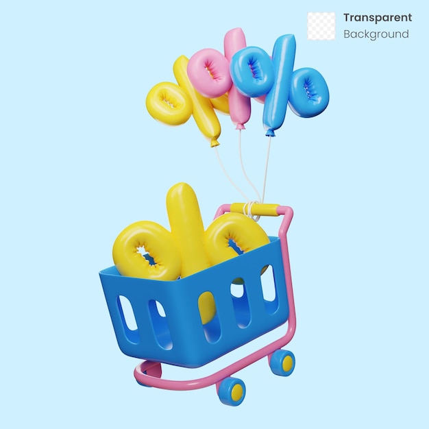 Shopping trolley cart 3d illustration