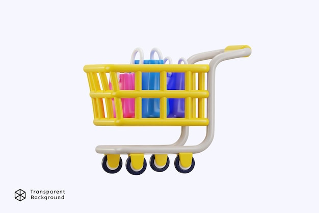 Shopping trolley icon 3d rendering vector illustration