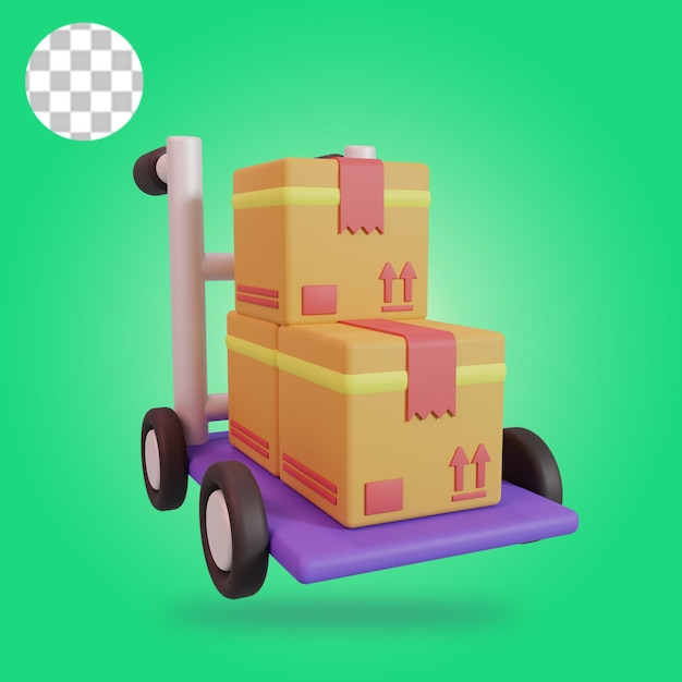 Shopping trolley with parcel boxes shopping cart 3d icon