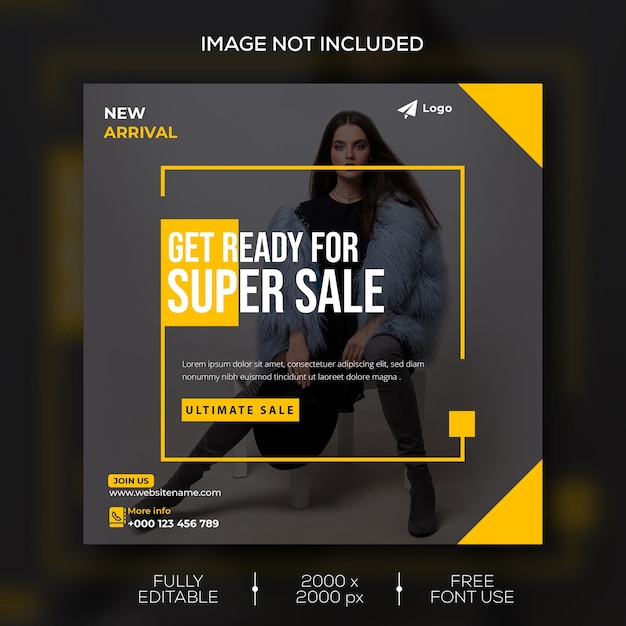 Покупки Ultimate Fashion Flash Sale Социальные сети Постер Instagram Пост PSD Шаблон