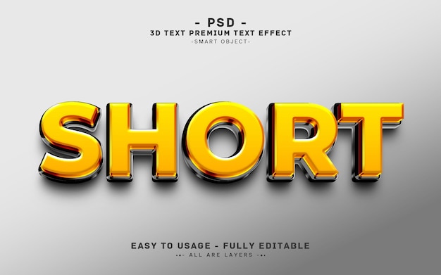 Short 3D Editable Text Effect Style