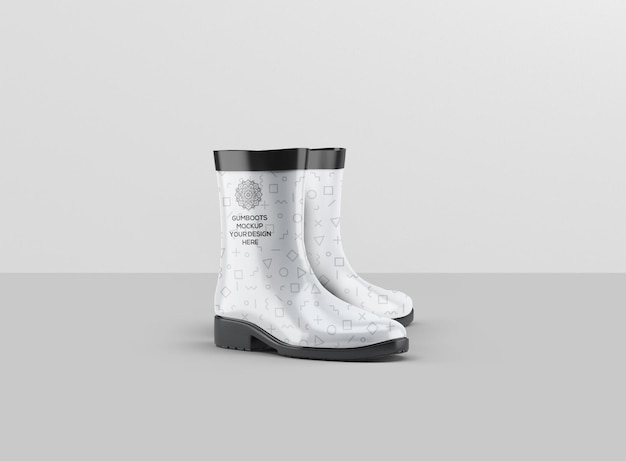 short ankle gumboots mockup