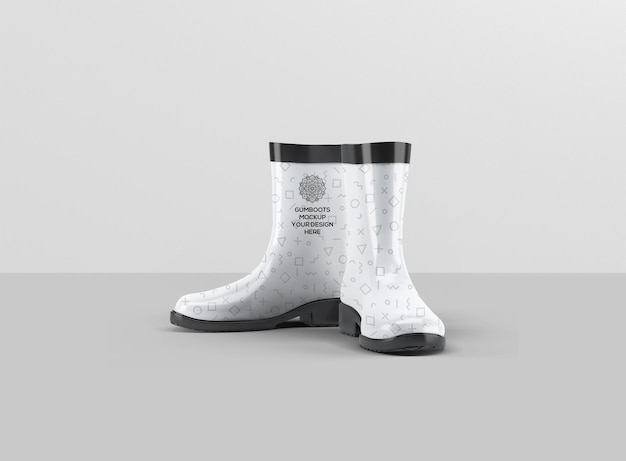 short ankle gumboots mockup