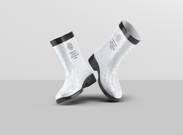 short ankle gumboots mockup