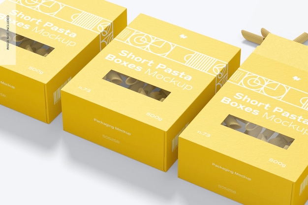 Short pasta boxes set mockup