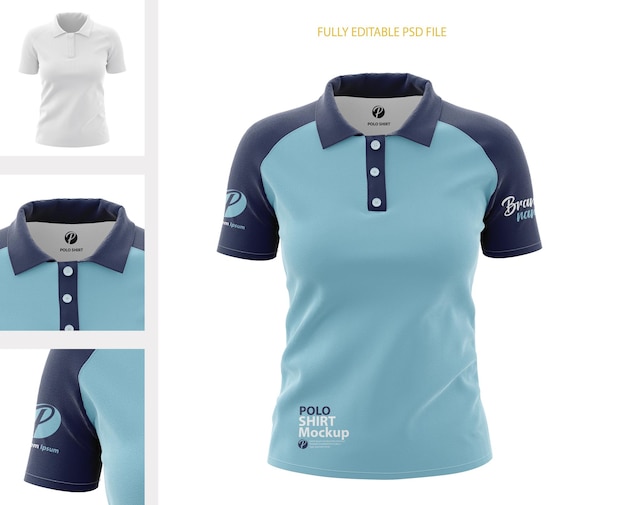 PSD short sleeve female polo shirt mockup