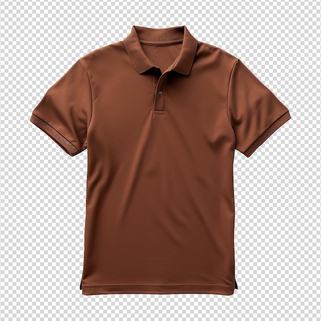 PSD short sleeves brown polo tshirt isolated on transparent background