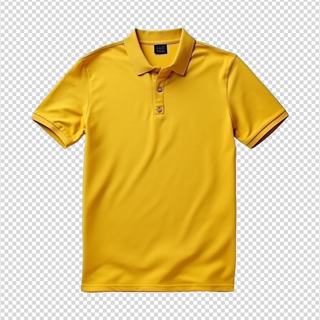 PSD short sleeves yellow polo tshirt isolated on transparent background