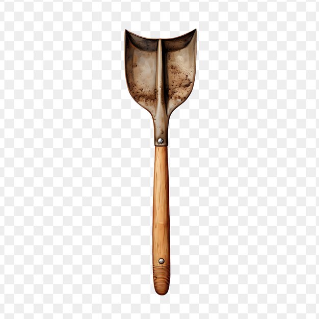 PSD a shovel with a wooden handle on a white background