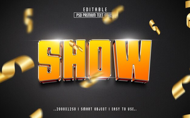 PSD show 3d psd editable text effect style