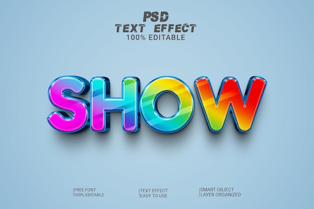 Show 3d psd text effect style