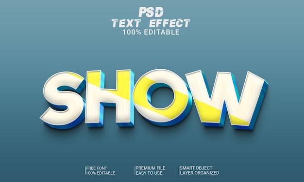 Show 3d text effect psd file