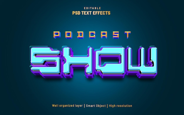 Show editable text effect style 3d