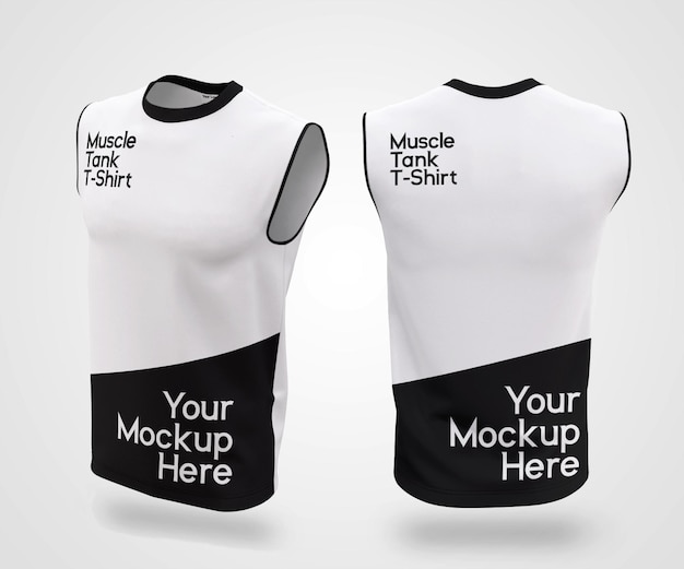 PSD showcase man muscle tank mockup