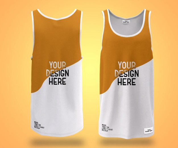 PSD showcase mens tank top long t-shirt mockup