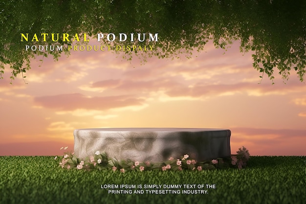 PSD 展示シーン 製品展示のための自然のポディウム 展示製品プレゼンテーションのためのステージディスプレイモックアップ