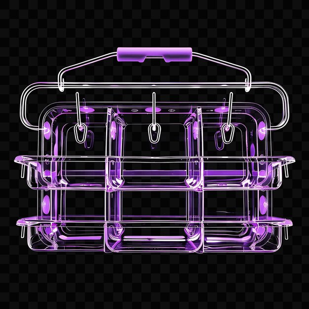 PSD shower caddy with hooks made with polypropylene caddy with v glowing object y2k neon art design