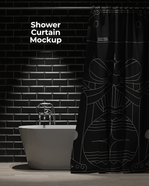 PSD shower curtain mockup deisgn