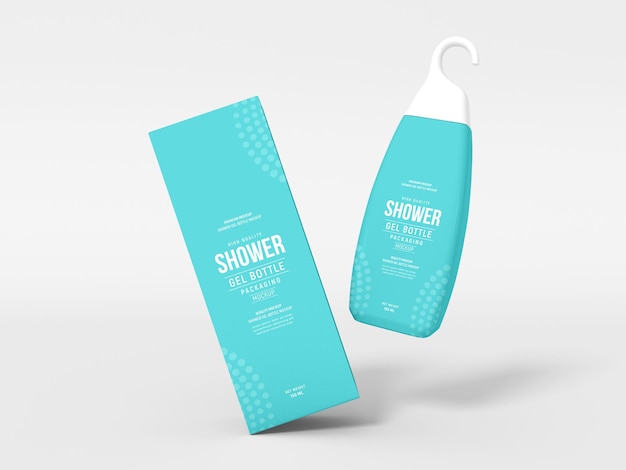 Shower gel bottle packaging mockup