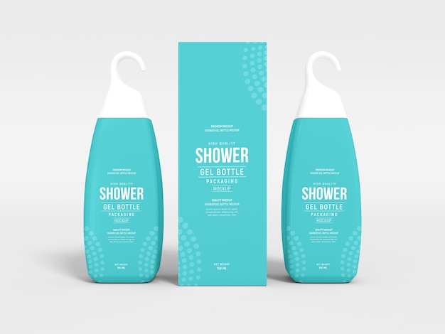 Shower gel bottle packaging mockup