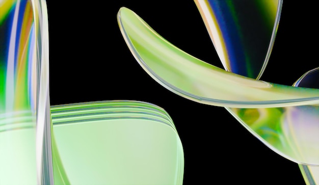 Showy 3d render of abstract iridescent glass background made with 3d software