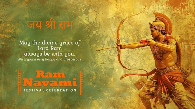 Celebrazione di shree ram navami sullo sfondo dell'india struttura grungy design decorativo di lord rama