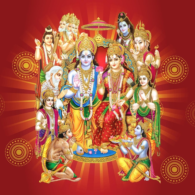Shree Ram Navami festival begroeting met Heer Ram met familie