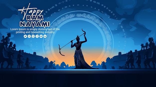 PSD shri ram navami 축제 소원 카드와 배경