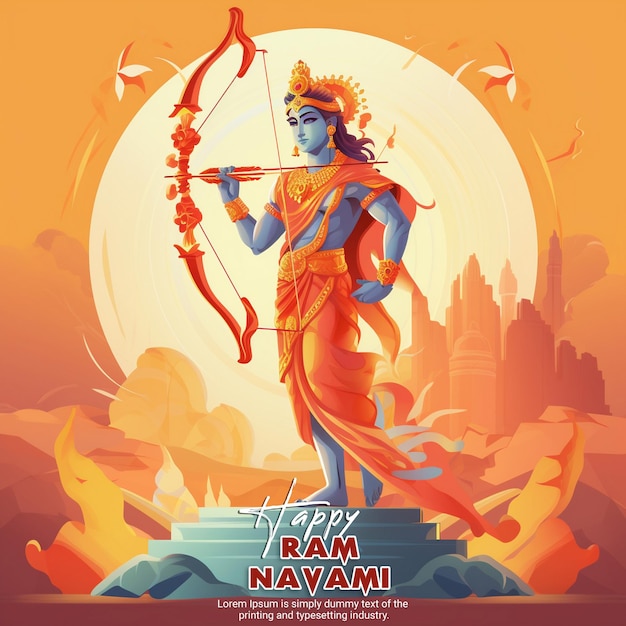 Shri ram navami festival wensen kaart en achtergrond
