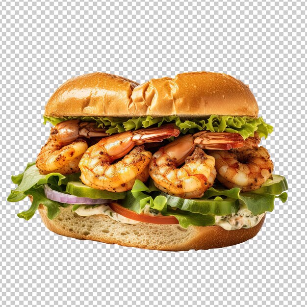 PSD shrimp burgers isolated on white background selective focus