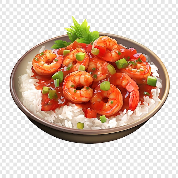 PSD shrimp creole isolated on transparent background