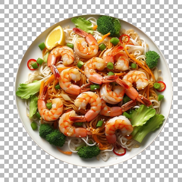 Shrimp noodles on transparent background