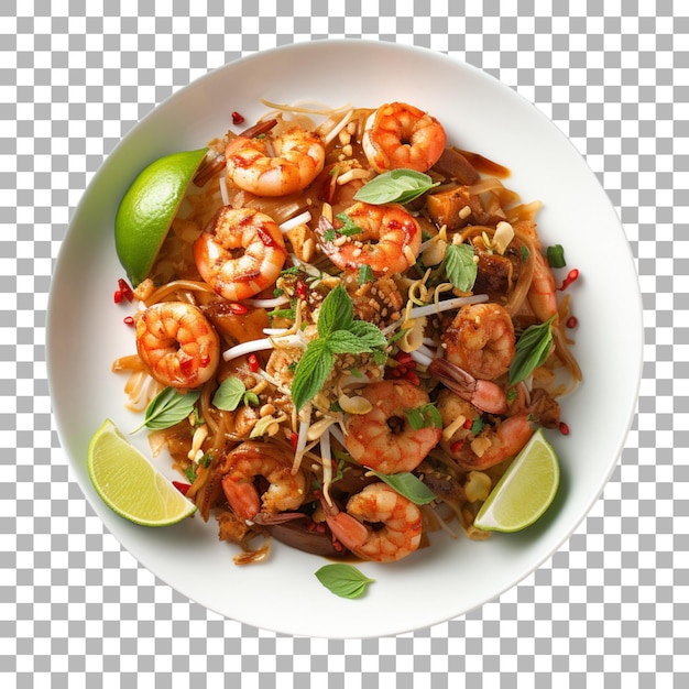 Shrimp stir fry on transparent background