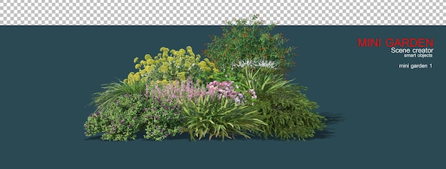 PSD shrubs and flowers in small gardens