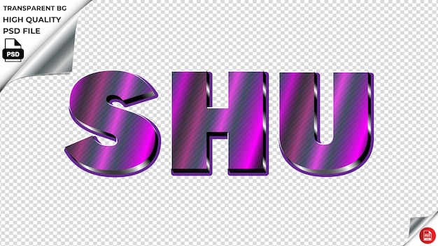PSD shu typografia fioletowy światło tekst metaliczny psd przezroczysty